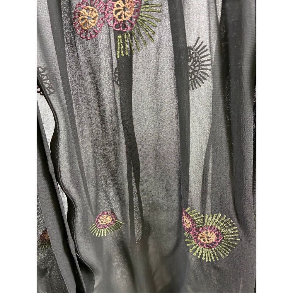 Antik Batik Sheer Embroidered Long Sleeve Blouse in Black Size S - Picture 5 of 11